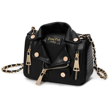 

Punk Designer Chain Motorcycle Bags Women Clothing Retro Shoulder Rivet Jacket Bags Messenger Bag Women Leather Handbags
