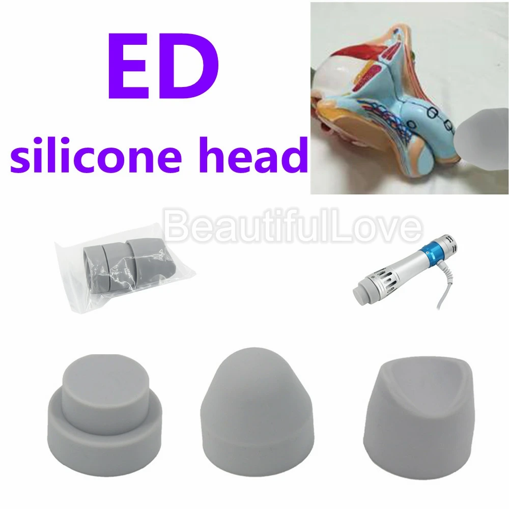 Accesorios para máquina de terapia de ondas de choque, cabezal de silicona  ED, fisioterapia, tratamiento ED, cabezal de masaje, Juego de 3 cabezales