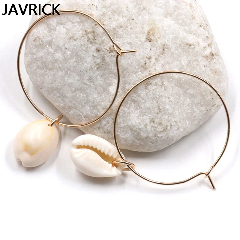

Bohemian Natural Shell Pendant Circle Hoop Drop Earrings Women Fashion Jewelry