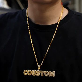 

Hip Hop Iced Out Custom Name Baguette Letters Cubic Zircon CZ AAA+ Pendants & Necklaces For Men Customized Jewelry