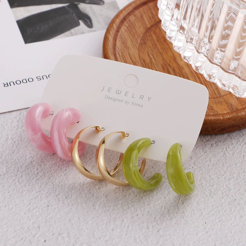 KISSWIFE Acrylic Gold Color Metal Big Hoop Earrings Set for Women Girls Colourful Resin Hoop Earrings Trend Fashion Jewelry hoop earrings golden earrings acrylic earrings