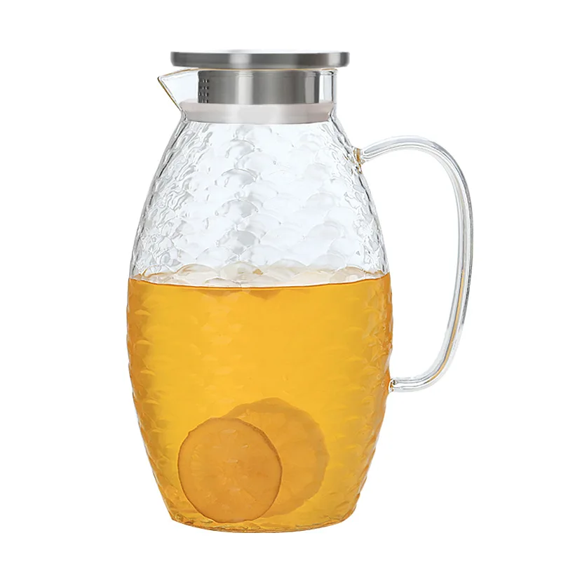 

2000ml Jug Teapot Kettle High capacity Glass Fish scale Water Pot Lemonade Heat-resistant Explosion-proof Heatable Carafe 1500ml