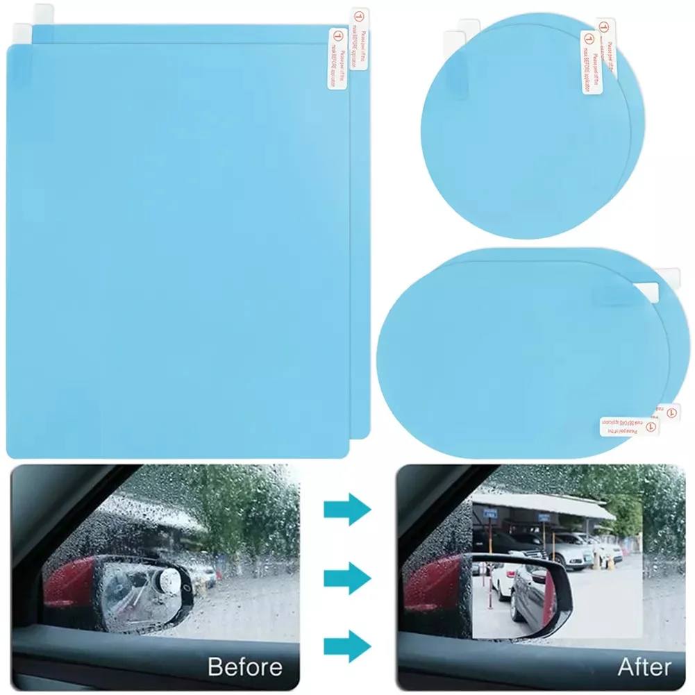 6pcs Soft Anti Fog Film Car Rear Mirror Protective Film Window Clear