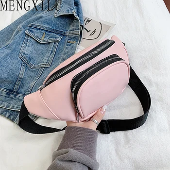 

MENGXILU PU Leather Women Chest Bag Cell Phone Pocket Zipper Purse Crossbody Bags Adjustable Belt Female Waist Bag Fanny Packs