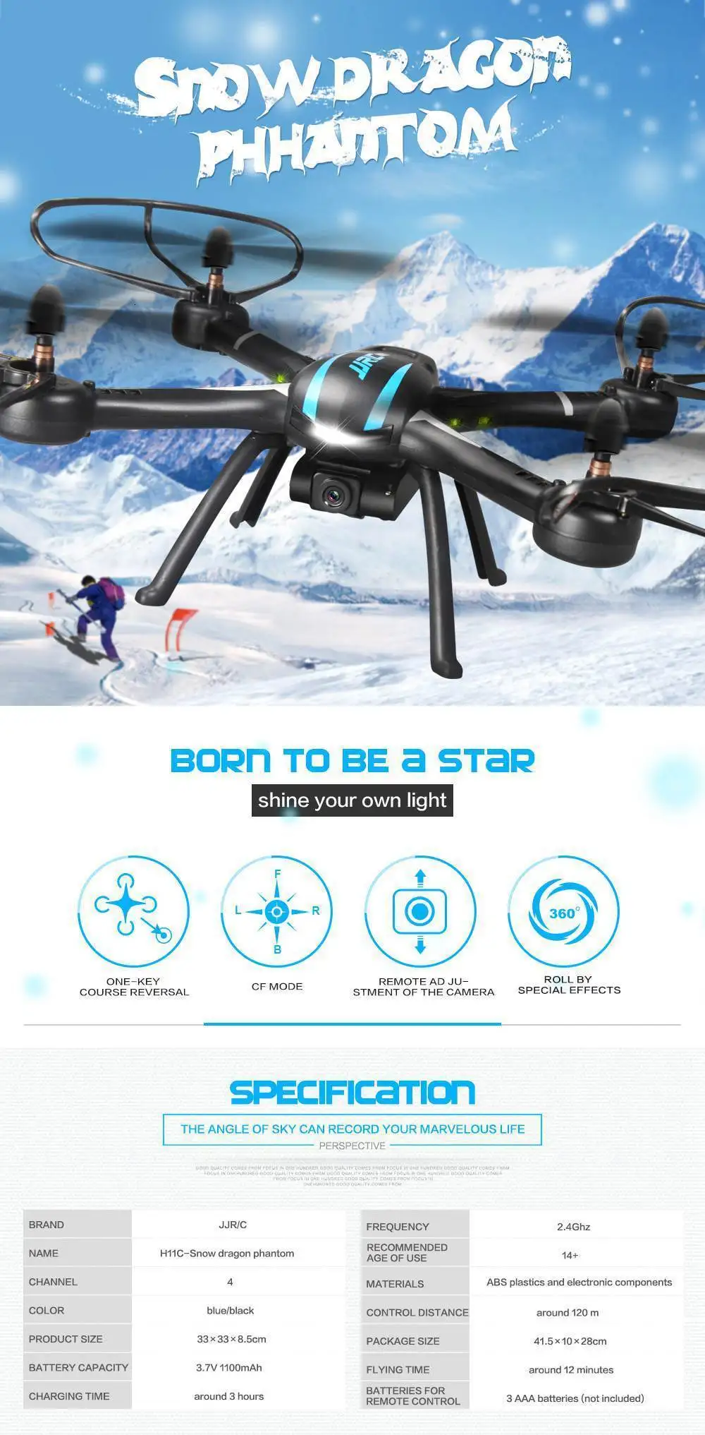 Радиоуправляемый Дрон JJRC H11C с 2.0MP HD камерой 2,4G 4CH 6Axis Gyro один ключ возврата светодиодный Квадрокоптер Вертолет игрушки подарок RTF