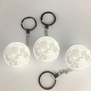 

Portable 3d Unique moon shape decoration Keychain Night Light - White White Light durable and practical gift