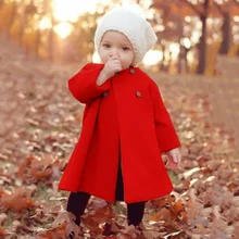 Брендовые куртки для девочек; сезон осень-зима; Однотонное шерстяное пальто; детская верхняя одежда на пуговицах; ветронепроницаемые Теплые Топы для новорожденных девочек