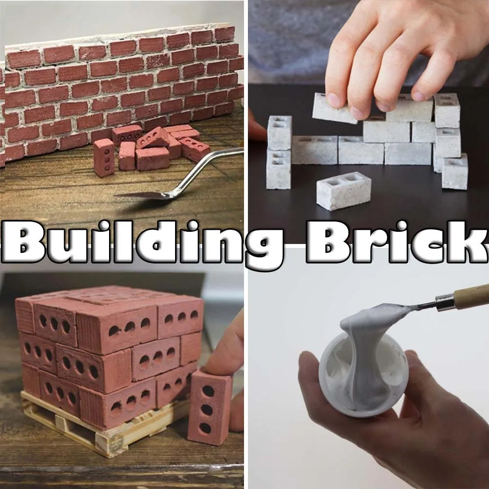 

24/56Pcs Red Brick Model Toy Cement Bricks Simulation Miniature Table Wall Building Blocks Sets Kids Gift Classic Education Toys