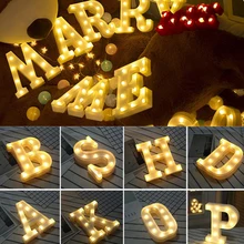 Letras de luz LED alfabeto blanco señal creativa regalo Hogar Accesorios Vintage brillo circo boda nombre decoración fiesta