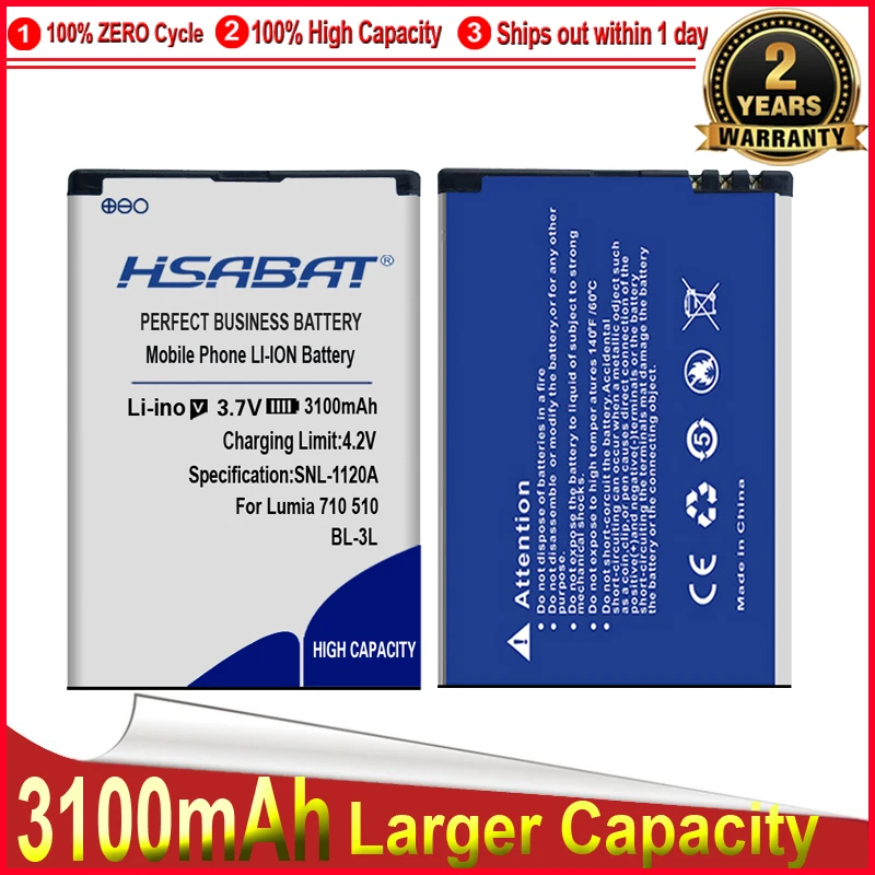 Аккумулятор HSABAT для Nokia Lumia 710 510 603 610C 900 303 610 3030 505 мАч | Мобильные телефоны и