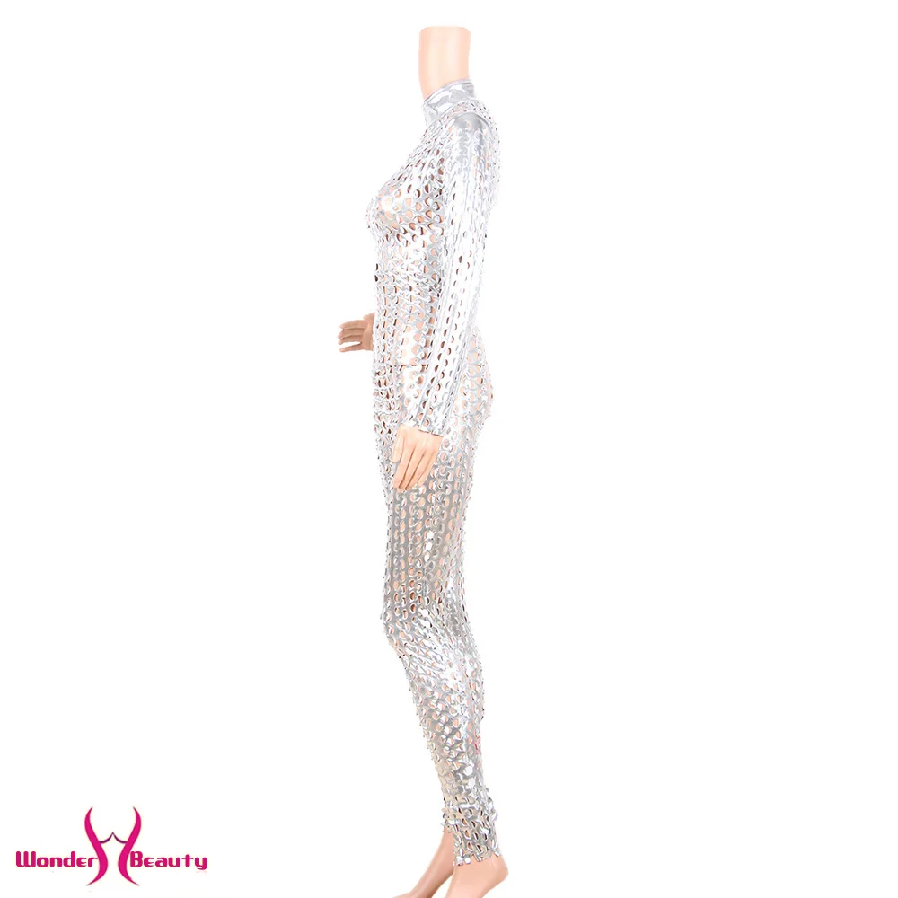 faux leather catsuit catwomen shiny black gold silver metallic leather jumpsuit wetlook pu leotard bodysuit bar night clubwear (26)