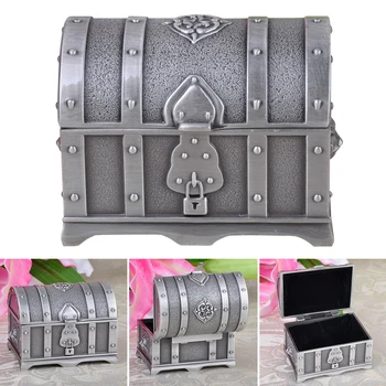 

Ring Retro Pirate Jewelry Box Earring Gold Coins Storage Organizer Necklaces Treasure Electroplated