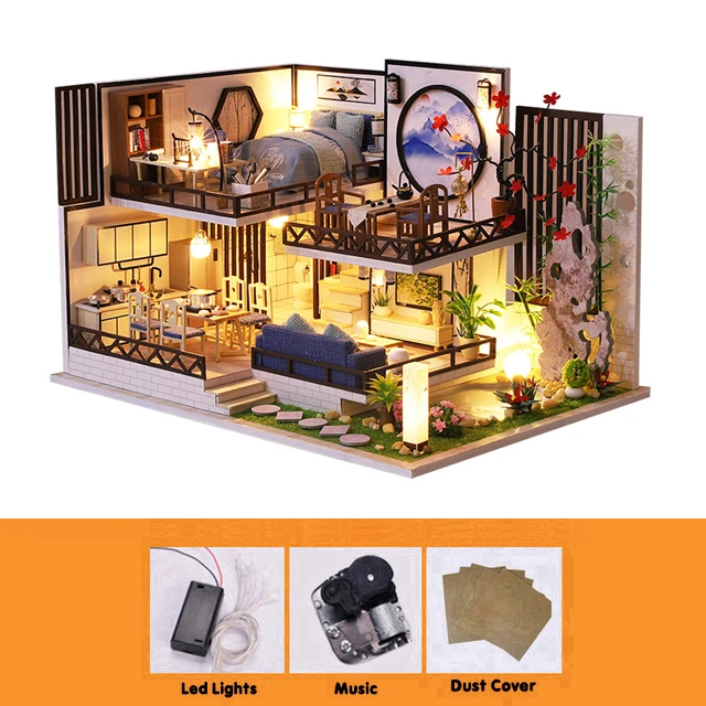 Furniture Diy Doll House Wooden Miniature Doll Houses Furniture Kit Puzzle Handmade Dollhouse Craft Toys For Children Girl Gifts 7
