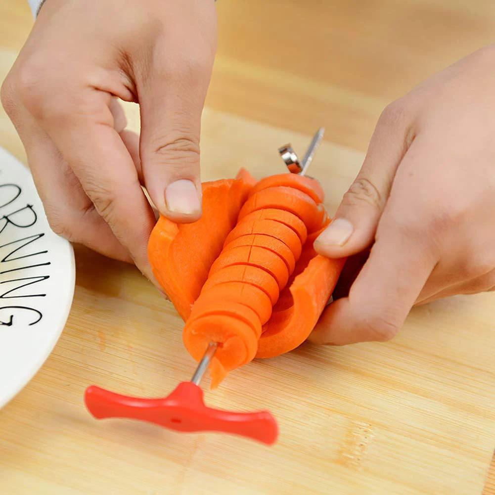 Ручной прокатки спираль измельчитель для картофеля Морковь Огурец винт терка для овощей Твист Нож винтовой стержень для нарезки кухонные принадлежности