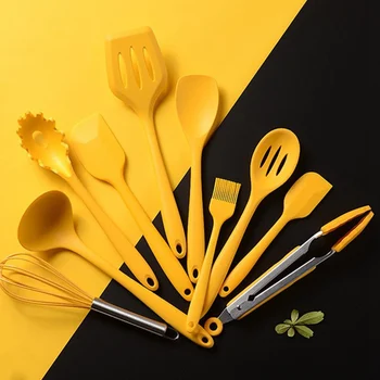 

10PCS Silicone Kitchenware Non-stick Cookware Cooking Tool Spatula Ladle Egg Beaters Shovel Spoon Soup Kitchen Utensils Set
