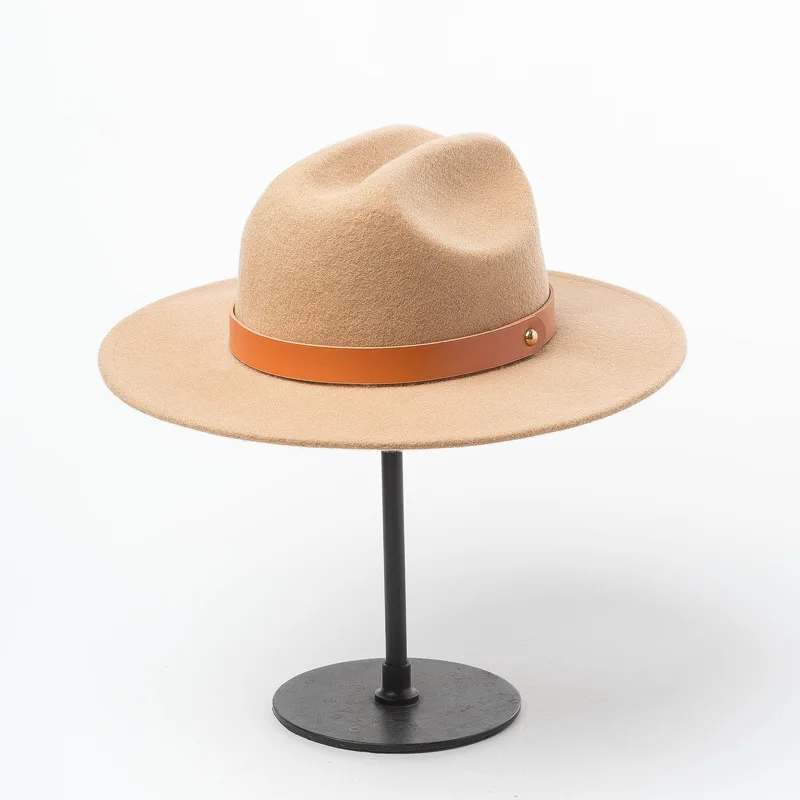 Новая осенне-зимняя модная шерстяная одежда для отдыха изящная и гладкая Детская шерстяная фетровая шляпка для официальных мероприятий на весну, размер 55 см - Цвет: brown