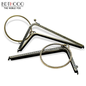 

BDTHOOO 10pcs 18.5cm Antique Bronze Metal Purse Frame Handle for Clutch Bag Making Kiss Clasp Lock L-shaped Handbag Accessories