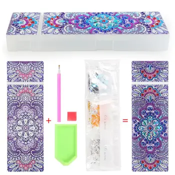 

DIY Special Shaped Diamond Painting Pencil Case 2 Grids Stationery Storage Box Jewelry Box Mandala Diamond Embroide Kids Giftr