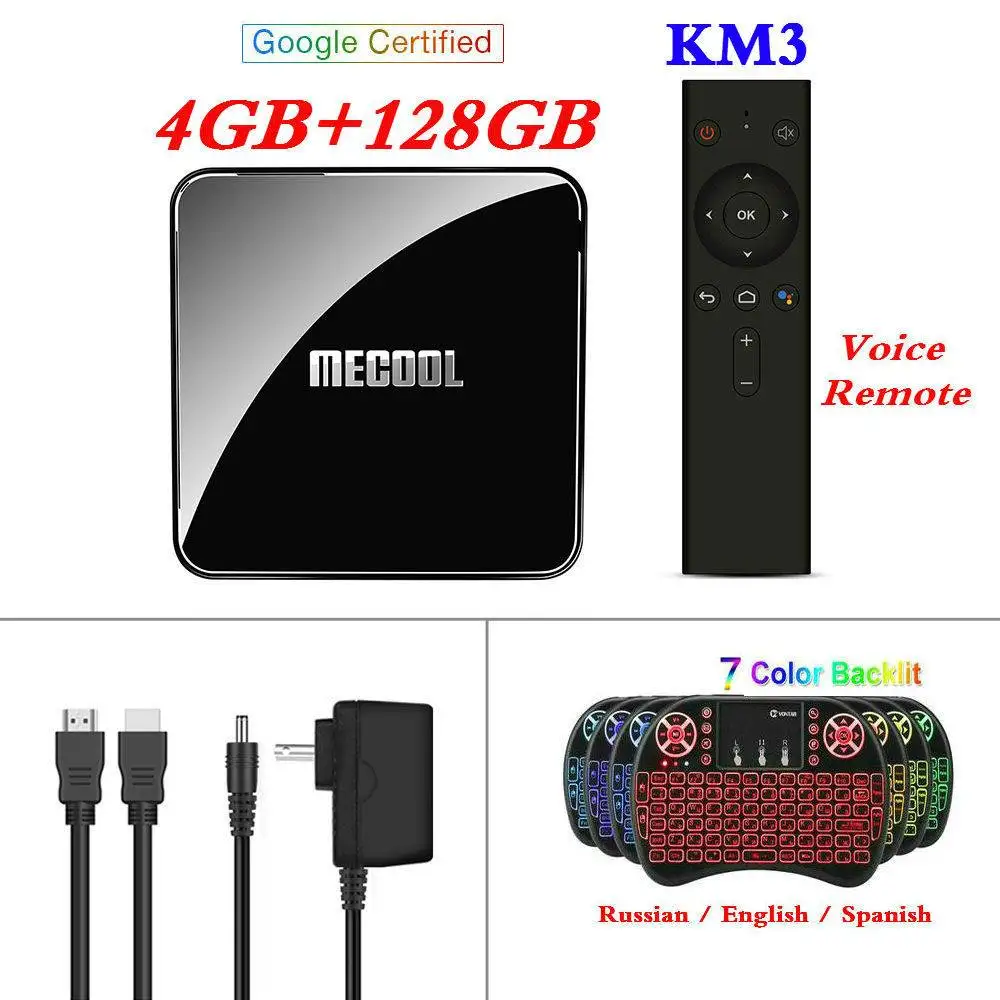 Google Сертифицированный Android tv 9,0 MECOOL KM3 tv Box Android 9,0 4 Гб ОЗУ 64 Гб ПЗУ 128 ГБ Amlogic S905X2 4K 5G Wifi KM9 PRO A tv 2G16G - Цвет: KM3 4G128G I8