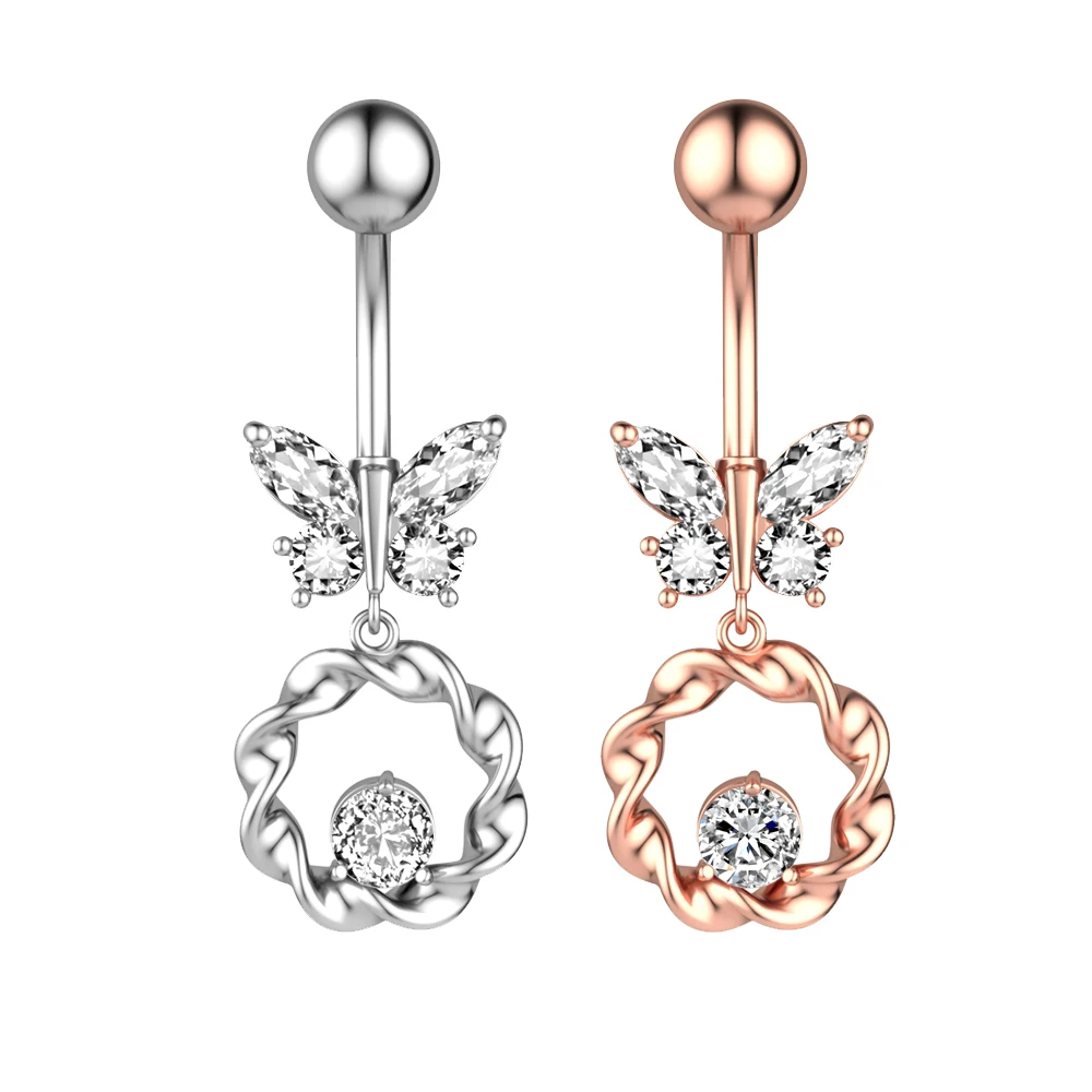 14G Tier Herz baumeln Bauchnabel Ringe Chirurgenstahl gebogene Nabel Barbell Ring Körperschmuck Piercing Ombligo für Frauen Mädchen – Detail 27