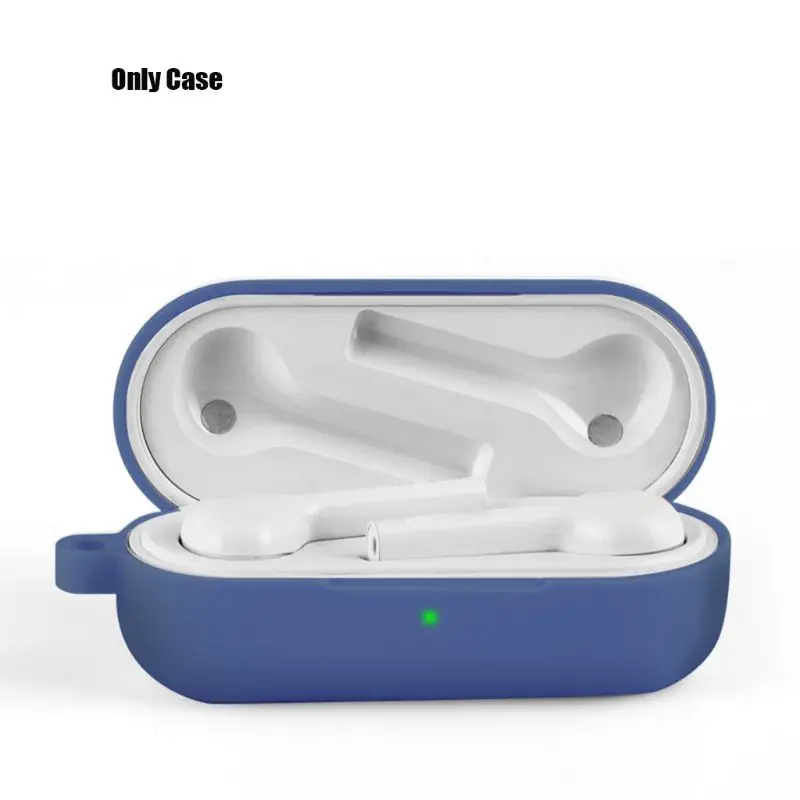Силиконовый защитный чехол полное покрытие с карабином для huawei FreeBuds Lite qyh