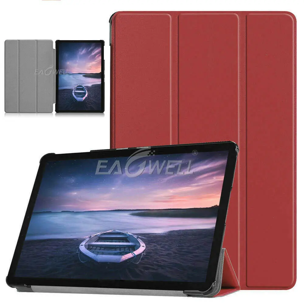 Wine Red Чехол-книжка из искусственной кожи с подставкой для Samsung Galaxy Tab A 10,5 дюймов SM-T590 T595 T597 чехол с тремя сложениями для автоматического сна смарт-чехол - Цвет: Wine Red