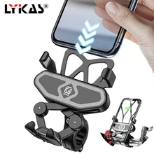 LYKAS Motorcycle Phone Holder Charger Handlebar Phone Mount Gravity Waterproof 360 Degree Rotation Unitersal for Bike ATV