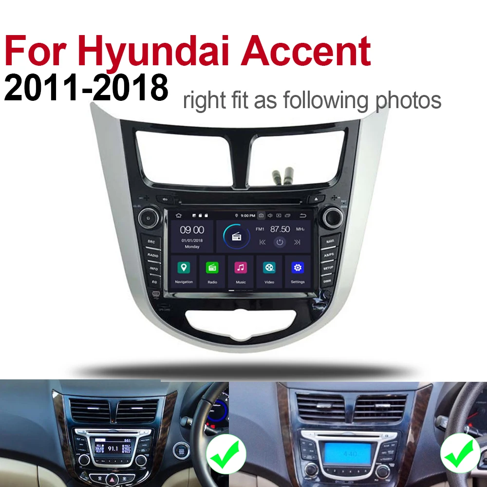 2 Din Автомобильный мультимедийный плеер Android 9 Авто Радио для hyundai Accent 2011~ DVD gps 8 ядер 4 Гб+ 32 ГБ Bluetooth WiFi