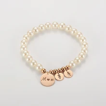 Браслеты на день матери, браслет для дочери и сына, для женщин, из нержавеющей стали, 5 мм, эластичный резиновый трос, 8 мм, жемчужный браслет, украшение