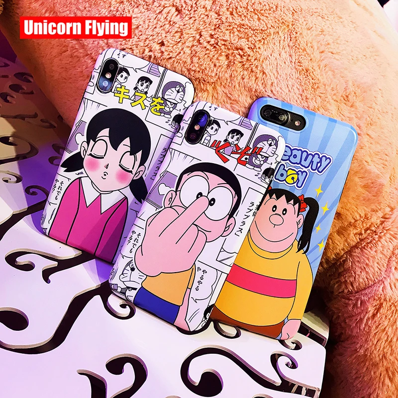 

LinXiang Spoof Funny Comic Nobita Nobi Minamoto Shizuka Back Cover Phone Case For iphone 6 6s 7 8 Plus X XS Max XR