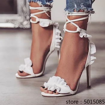 

Hight quelity women sandals Sexy shoes high heels lady heels white pumps sandals Coarse heel sandals 11.5CM big size 43 PB-19