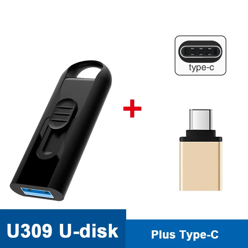 usb флешка USB флеш-накопитель Netac U309 16 Гб флэш-диск 32 Гб 64 Гб карта памяти 128 ГБ флеш-накопитель USB 3,0 Memoria USB с OTG Pendrive Animado флешки - Цвет: U309-Plus-Type-c