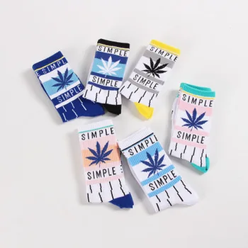 

Men Sock Crew Men's Standard Socks Patchwork Unisex Blue Casual Maple Leaf Sox Adult Cotton Creative Trendy Autumn Winter Sokken