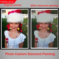 Photo Custom Diamond Embroidery Round  Crystal Diamond Cross Stitch Families Custom Diamond Painting Embroidery