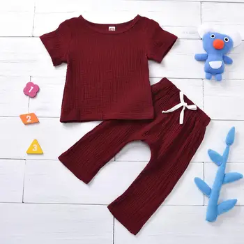 

Baby Girl Solid colour t-shirts tops + long pant 2pcs outfits children fashion clothes set