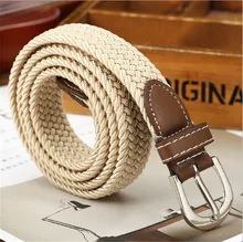6 Colors Men Women Fashion Braided Elastic Woven Canvas Buckle Belt Waistband Waist Straps All-matched