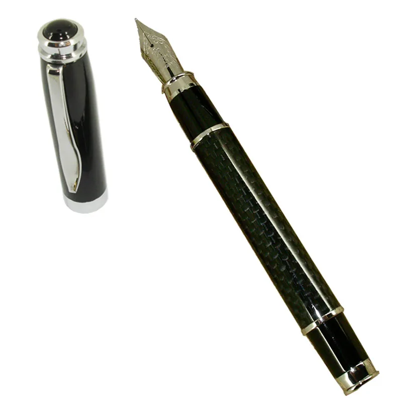 Stylo plume de luxe en fibre de carbone avec cartouche de pompe, stylos à  encre liquide, bureau, entreprise, cadeau de fête des pères, école