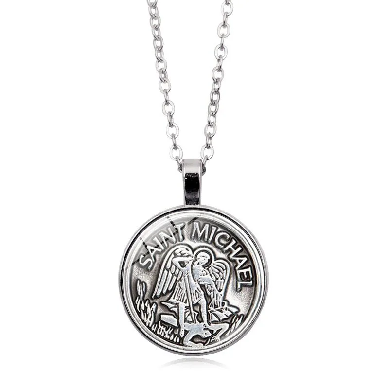 Мужское ожерелье, Archangel St. Майкл, защитите меня, Сейнт щит, защита, шарм, русский орходокс, подвеска, цепочка, ожерелье - Metal Color: XSWX2182-Silver