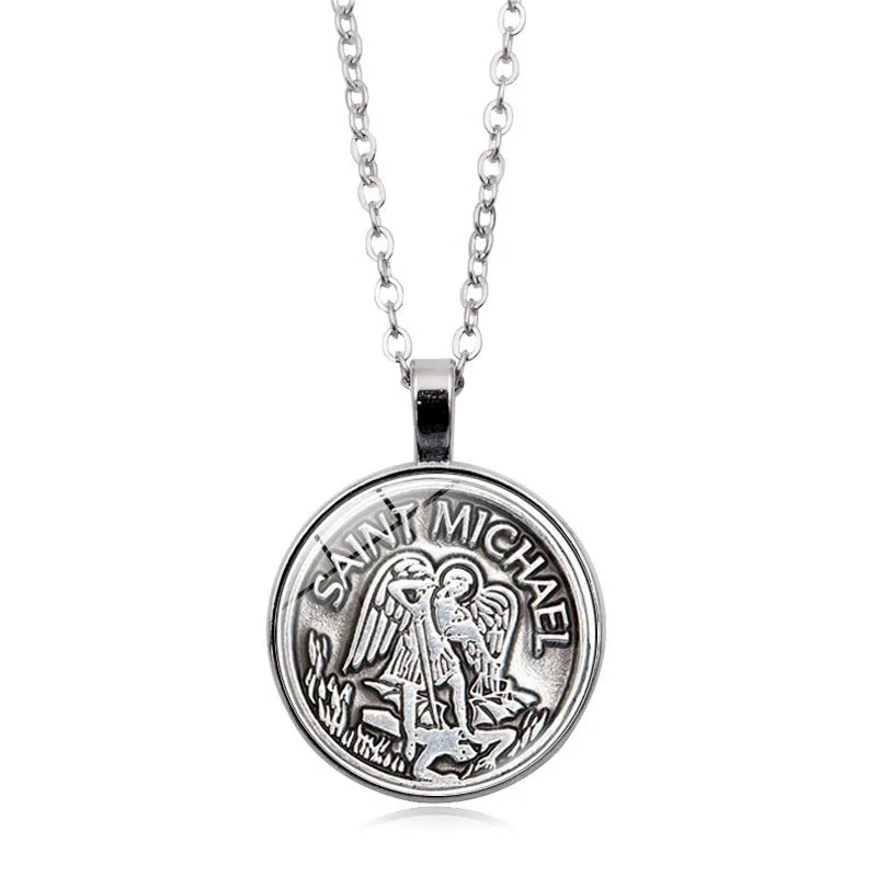 XSWX2182-Silver Мужское ожерелье, Archangel St. Майкл, защитите меня, Сейнт щит, защита, шарм, русский орходокс, подвеска, цепочка, ожерелье - Metal Color: XSWX2182-Silver
