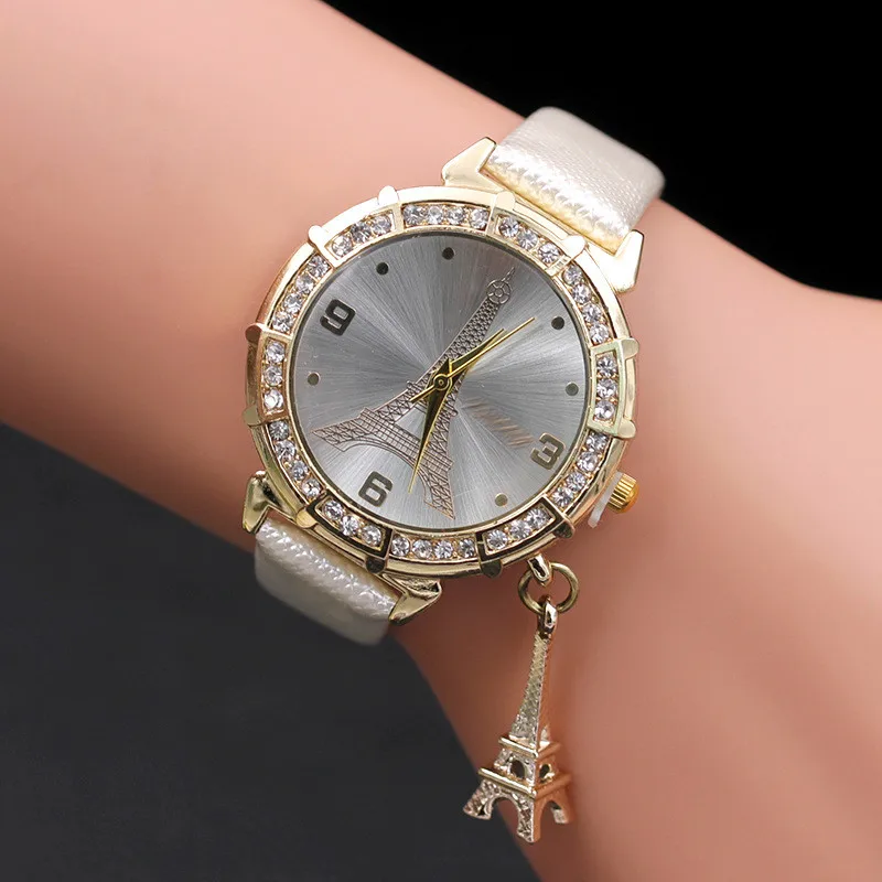Для женщин Женева Кварцевые часы с подвеской с изображением Эйфелевой башни, montres femmes relógio feminino horloges vrouwen שעוני נשים - Цвет: 1