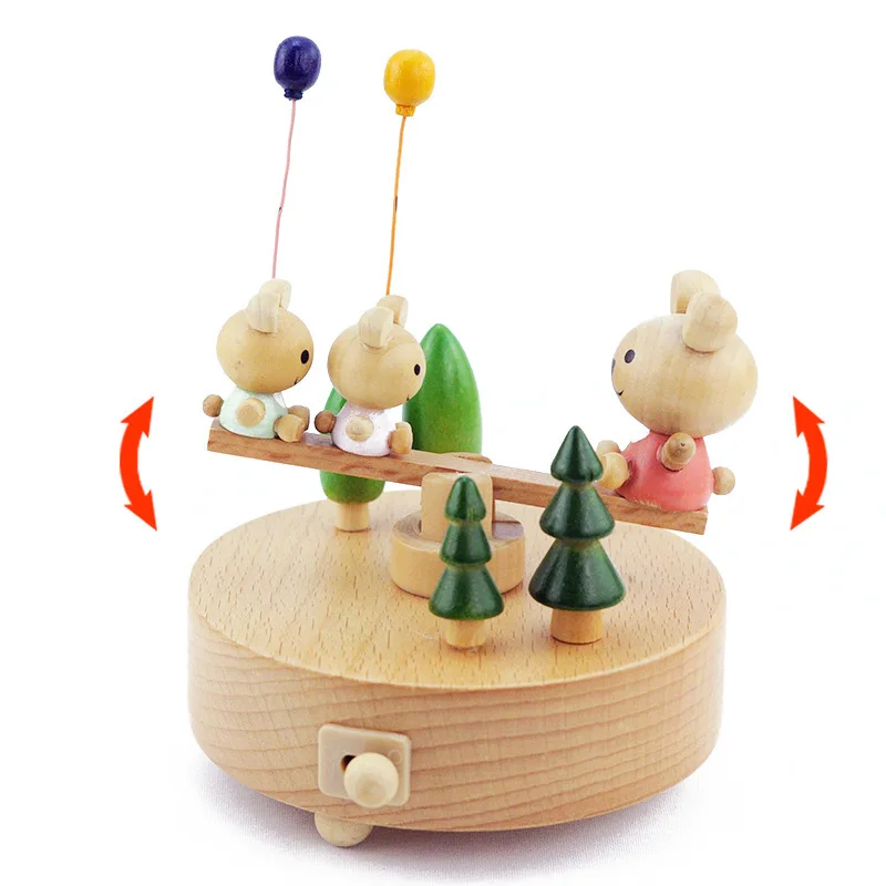 

Free shipping Wooden Music Box-Bear Balloon Seesaw-Music Box-Eight Music Box for Birthday Gifts for Children