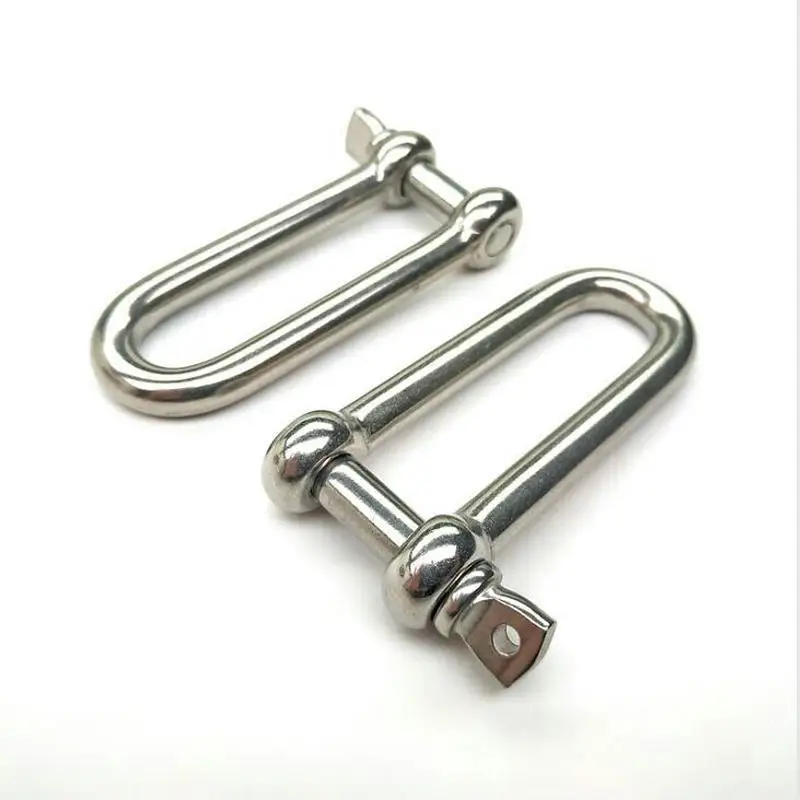 HQ LD01 M4-M16 All Sizes AISI304 Long Straight D Shackle Stainless Steel Anchor Shackle Chain Wire Rope Connector stainless steel chain