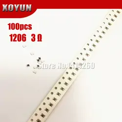 100 шт. 1206 SMD резистор 1% 3 ohm Резистор проволочного чипа 0,25 W 1/4W 3R