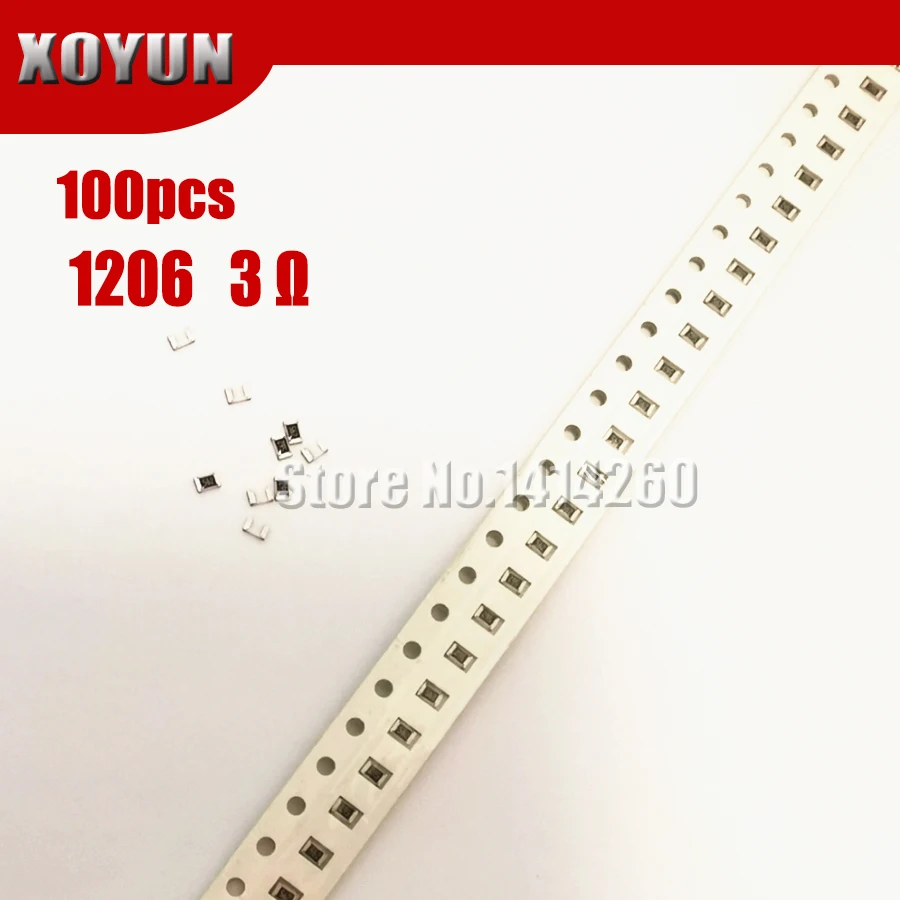 100 шт. 1206 SMD резистор 1% 3 ом чиповый 0 25 Вт 1/4 3R | Электронные компоненты и