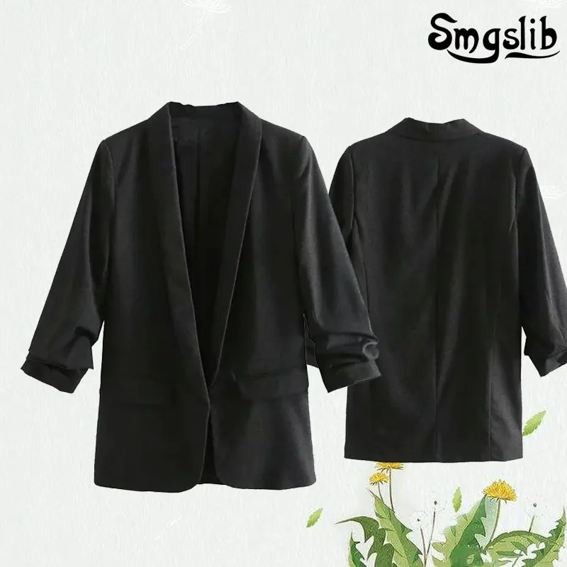 

england style office lady blazer solid roll up sleeve feminino blazer women blazer mujer 2019 women blazers and jackets