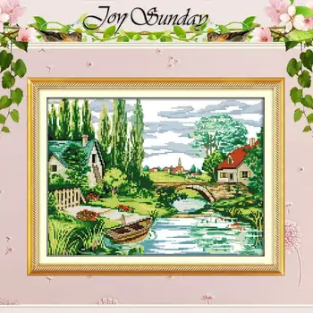 

Country View Patterns Counted Cross Stitch 11CT 14CT Cross Stitch Set Wholesale Scenery Cross-stitch Kits Embroidery Needlework
