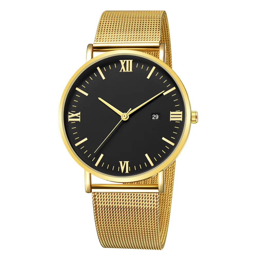 Роскошные часы hommes montres Geneva ультра-тонкие 8 мм часы из нержавеющей стали с кожаным циферблатом мужские часы multicolore en option 30