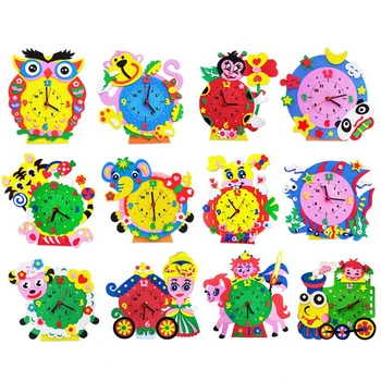 

Diy Arts Crafts Toys Cartoon EVA Clock Crafts Kids Puzzles Educational for Children's Toys Fun Party Diy Girl/boy Christmas Gift