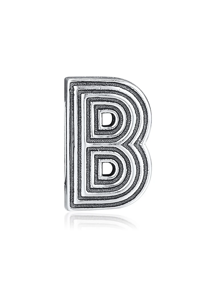 DIY Подходит для Pandora шармы браслеты Буквы B клип бусины стерлингового серебра 925-ювелирные изделия