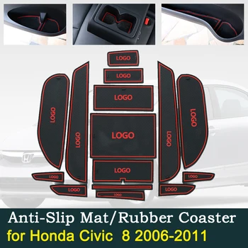 

Anti-slip Door Rubber Cup Cushion for Honda Civic Type R FA FD 2006~2011 2007 2010 8th Gen Groove Mats Car Interior Accessories